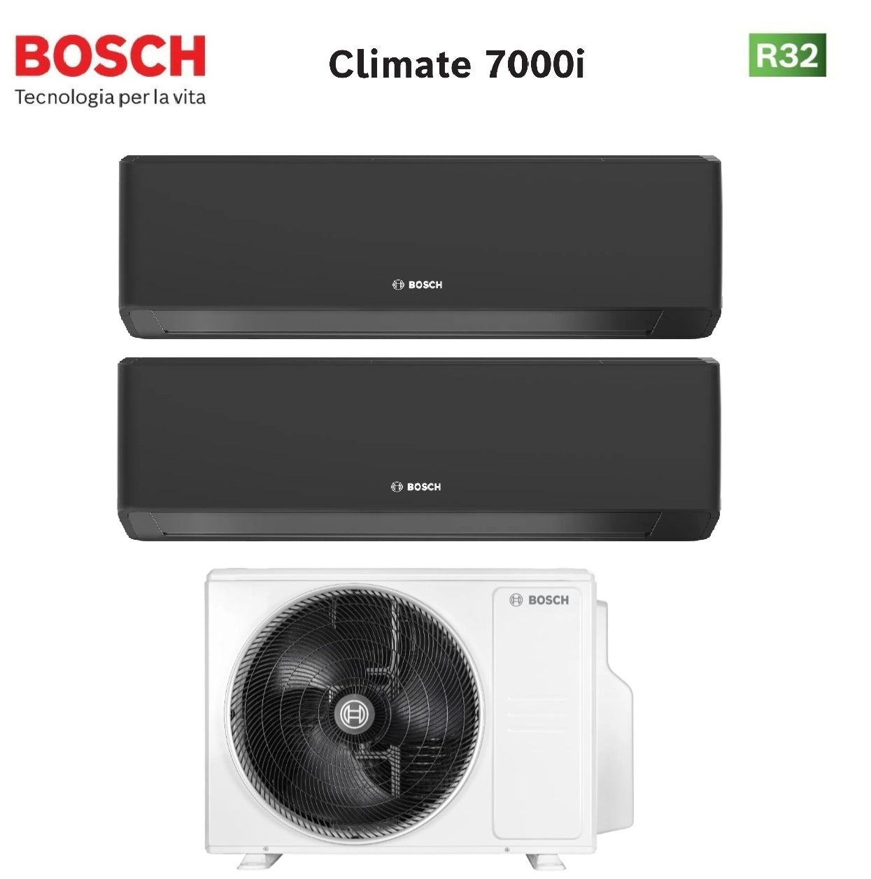 Bosch Climate 7000i Black Airconditioner Dual-split 12.000+12.000 BTU (CL5000M)
