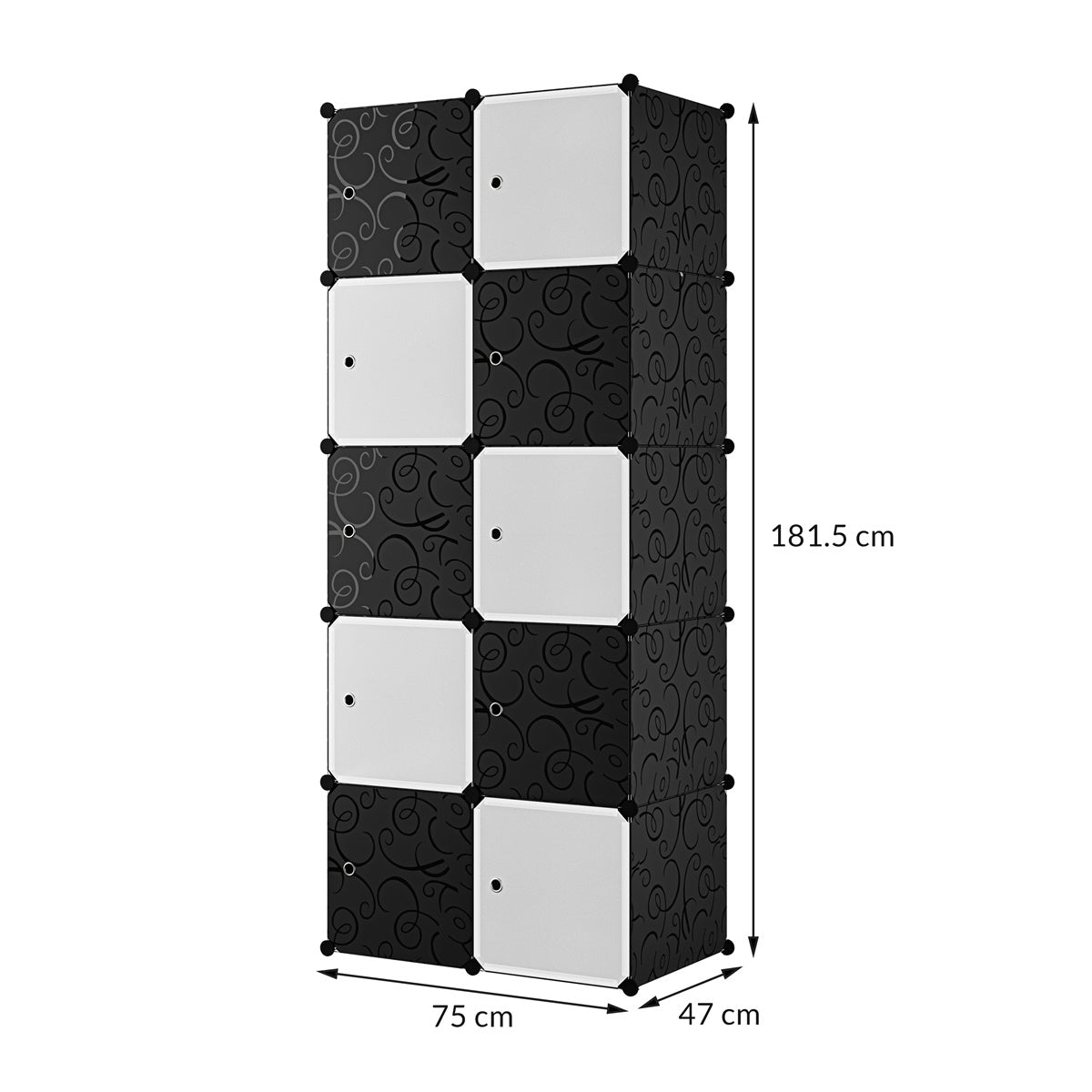 Le Stelle 10 Moduli kunststof kast wit/zwart 181.5x75x47 cm