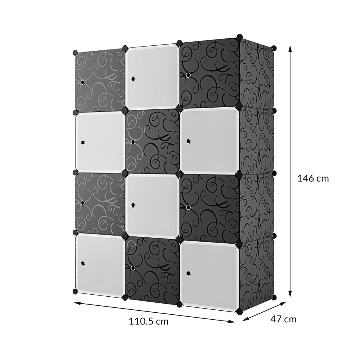 Armadio 12 Moduli in Plastica Colore white e black EAN 8024299800778