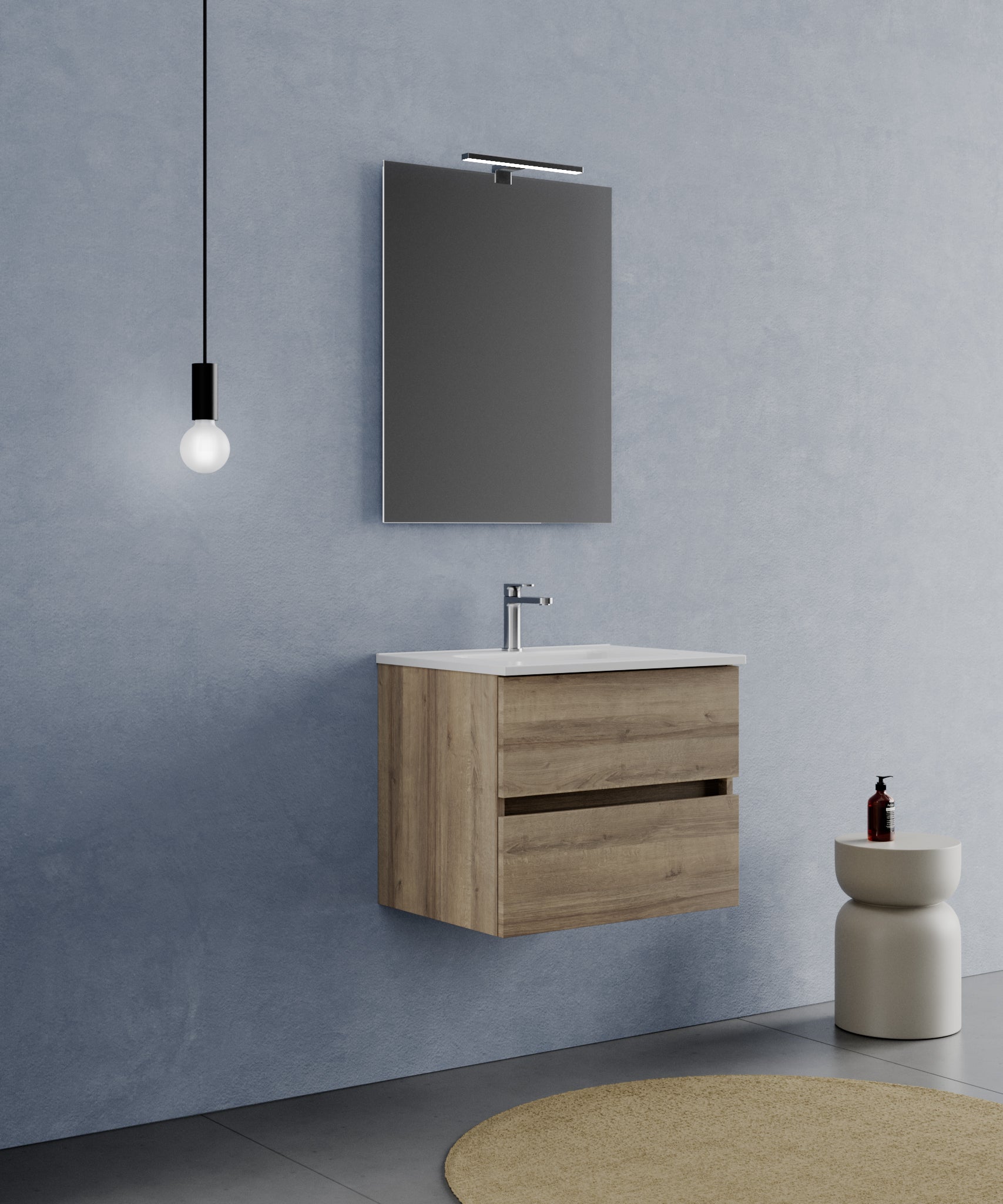 Legnox Crea badmeubel 60 cm eiken met keramische wastafel en LED-spiegel
