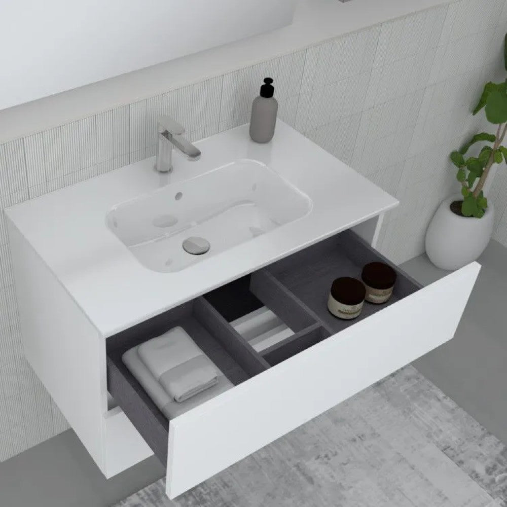 Legnox Crea badkamermeubel 80 cm mat wit met 2 lades