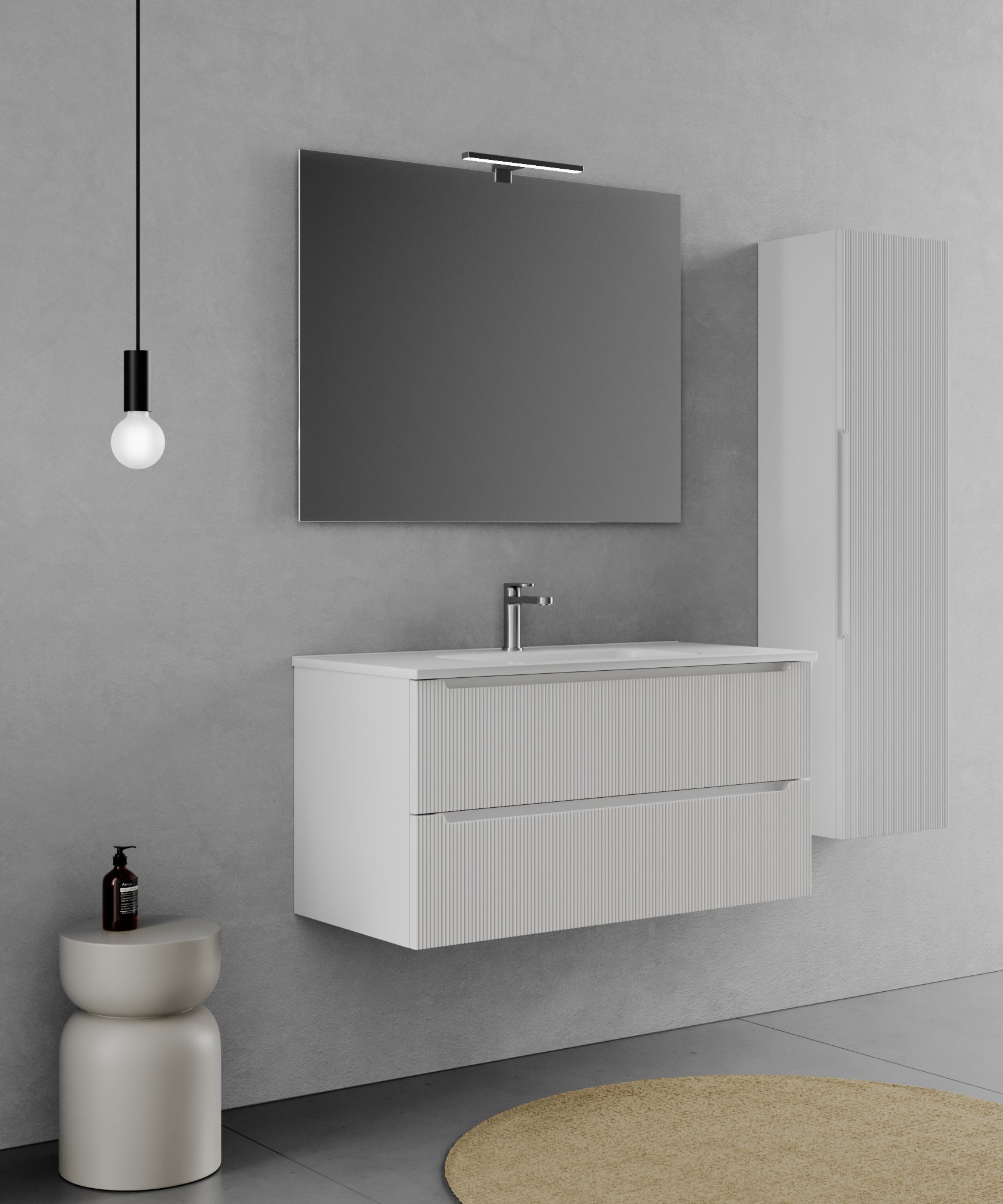 Legnox Rigo badmeubelset 80 cm met 2 lades, wastafel, spiegel en LED-lamp