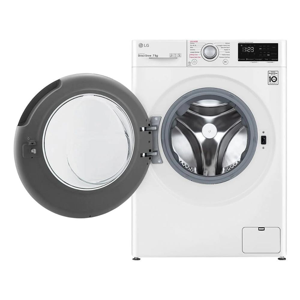 Lavatrice A Carico Frontale Lg SERIE V3 7 Kg Slim F2Wv3S7S4E AI DD Classe D 1200 Giri (A85xL60xP47,5)  Lavaggio A Vapore Inverter Direct Drive