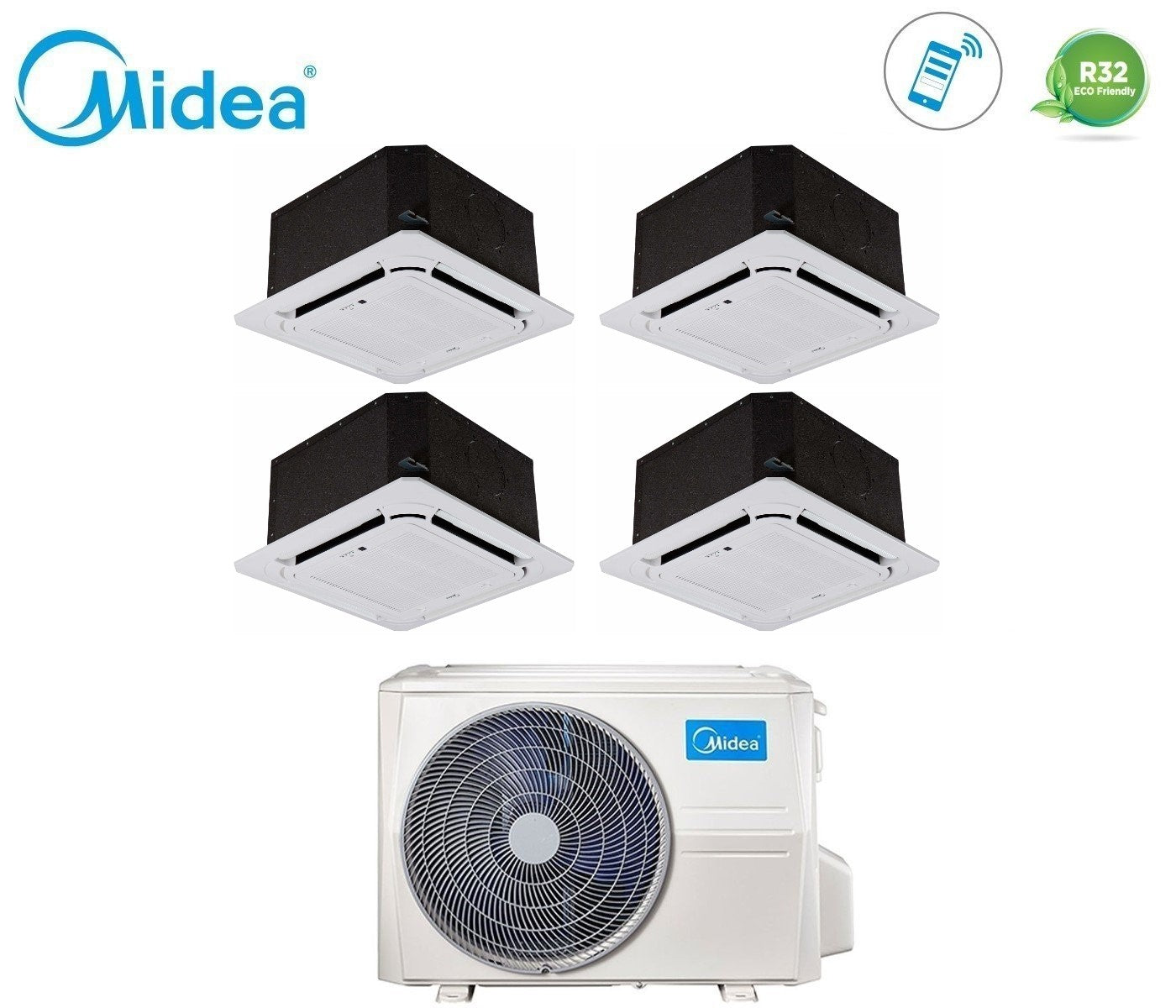 Air conditioner quad-split Midea Cassetta 12+12+12+12 with M4O-36FN8-Q R-32 optional Wi-Fi