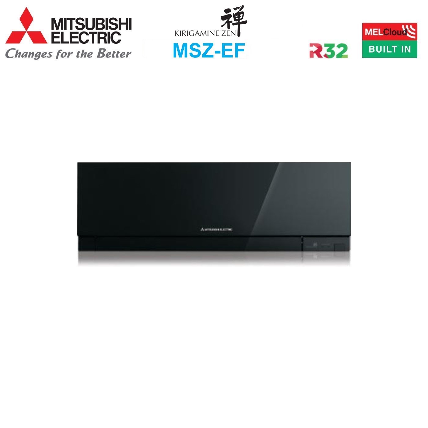 Air conditioner quad-split Mitsubishi Electric Inverter series KIRIGAMINE ZEN BLACK MSZ-EF 7+9+12+12 with MXZ-4F72VF R-32 built-in Wi-Fi Colore black 7000+9000+12000+12000