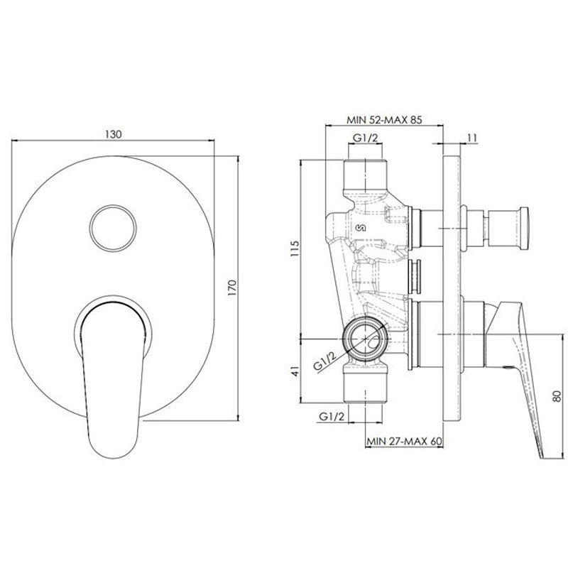 Nobili HF122100CR Inbouw douchemengkraan HOF chroom