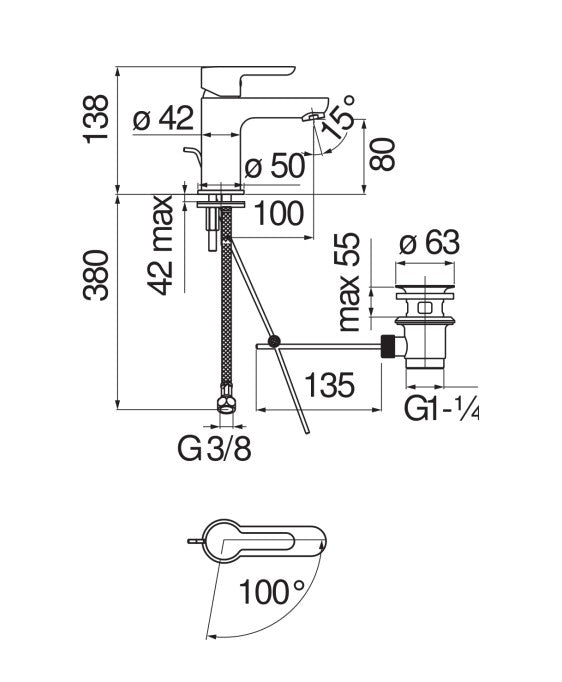 Nobili ABH87118/1CR Wastafelmengkraan verchroomd