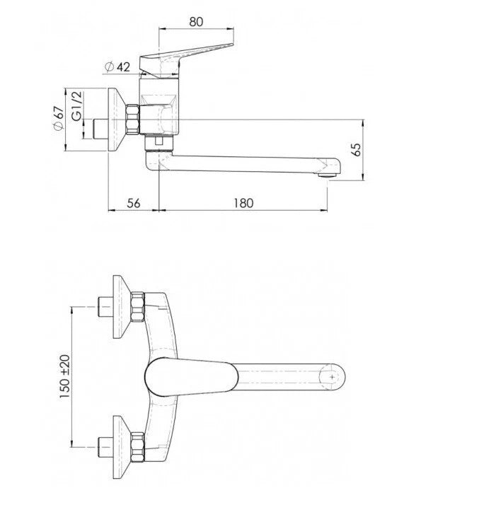 Nobili HF122115CR wandkraan HOF chroom