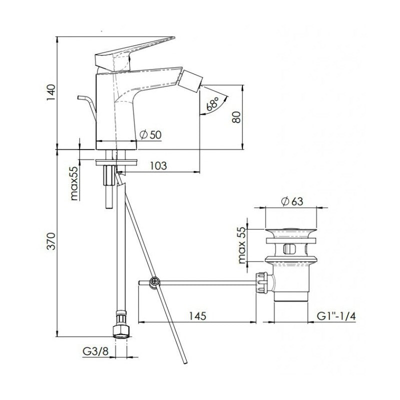 Nobili HF122119/1CR Bidetmengkraan HOF chroom 1" 1/4