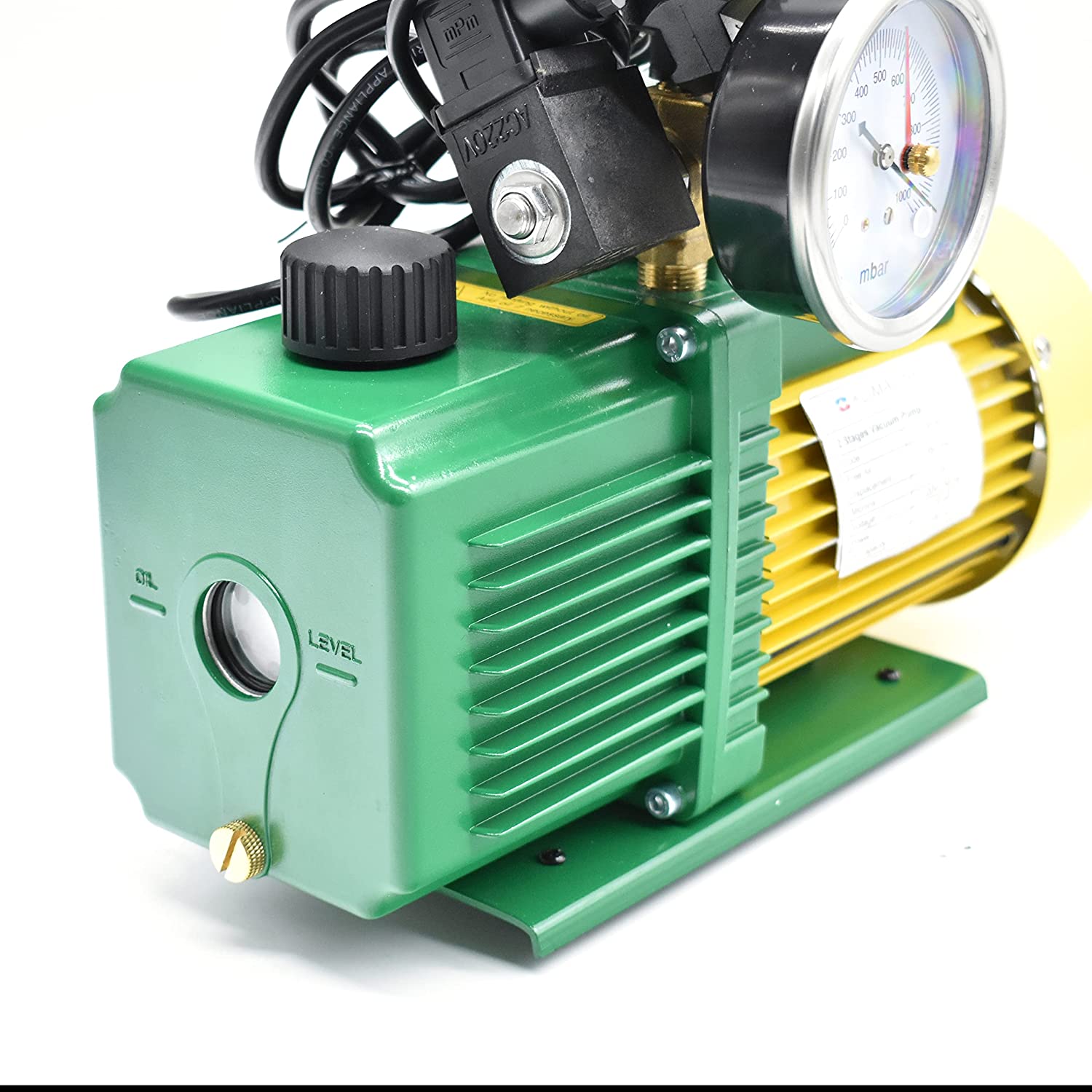 Klimaline two-stage vacuum pump with vacuum gauge and solenoid valve for HFO - R32 - R410 - R1234YF gas systems 50 L/min explosion-proof motor for air conditioning