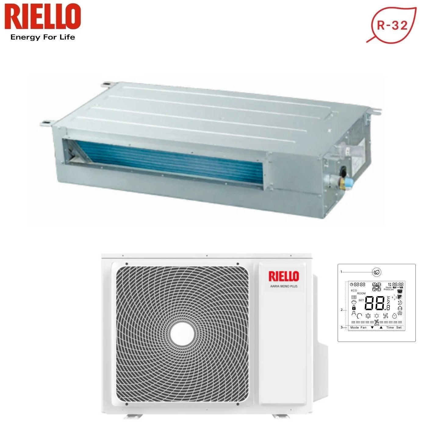 Air conditioner Canalizzato Riello 18000 Btu AMD 50 PA 20161586 R-32 with Comando a Filo di series