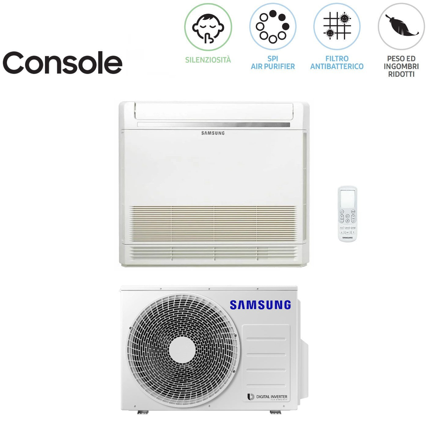Air conditioner Samsung Inverter Pavimento Console 18000 Btu AC052RNJDKG/EU R-32 optional Wi-Fi with Telecomando di series Incluso