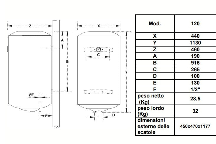 ISEA Swing 120 VE elektrische boiler verticaal