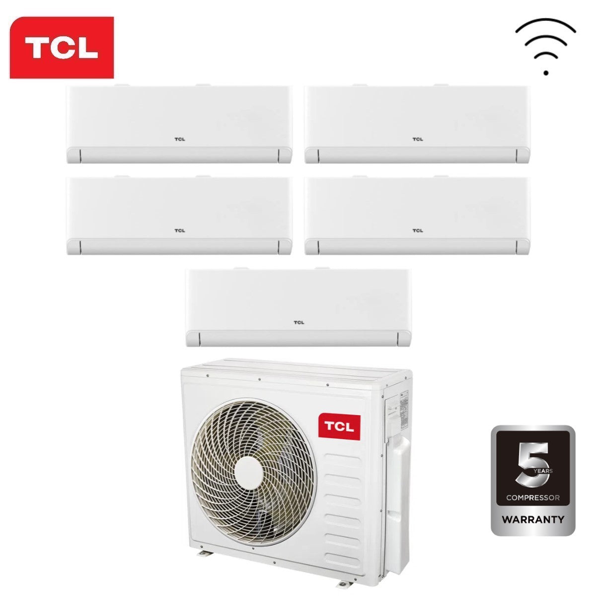 TCL BreezeIN 9+9+9+9+12 BTU Penta-Split Air Conditioner R-32 Wi-Fi Built-in | MT4250