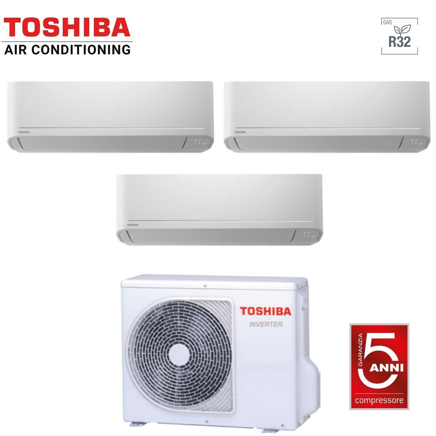 Toshiba Trial Split Inverter Air Conditioner SEIYA series 10+10+13 (9+9+12) RAS-3M18U2AVG-E R-32 Wi-Fi Optional 10000+10000+13000 (9000+9000+12000)