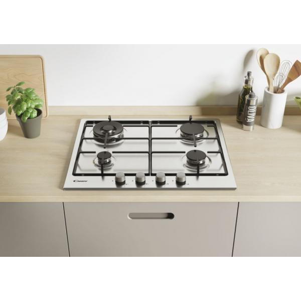 Piano Cottura A Gas Candy CHW6BR4WX Collezione Smart 4 Fuochi (L59,5xP51) Acciaio Inox