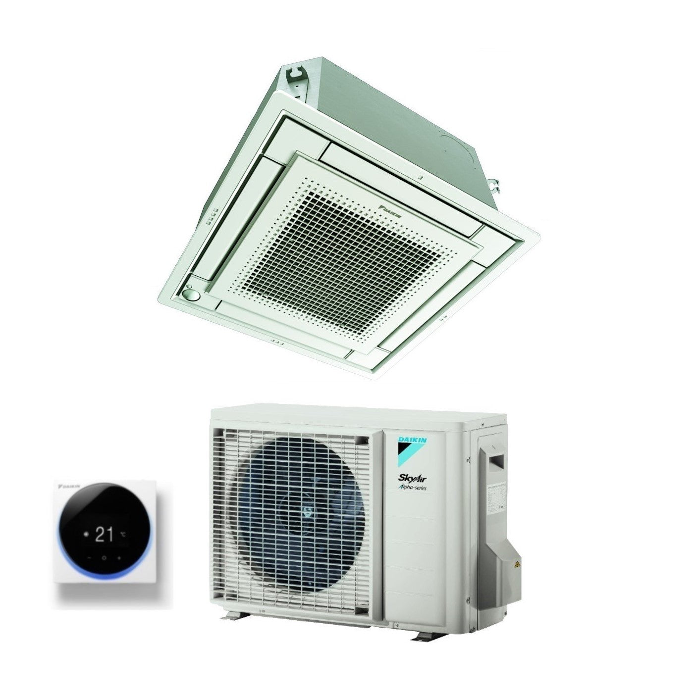 Daikin Fully Flat Cassette Air Conditioner 18000 BTU FFA50A + RZAG50A R-32 Optional Wi-Fi with Wired Control and Grille Included