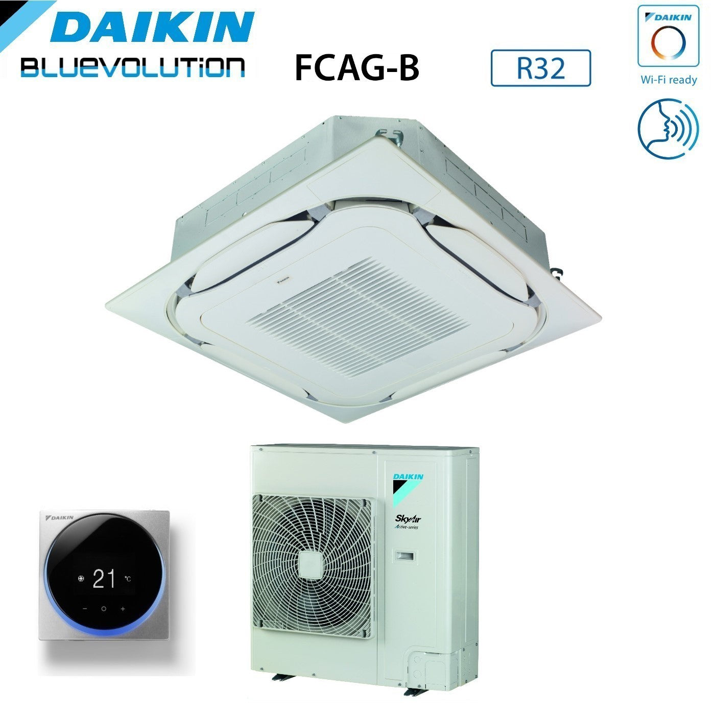 Daikin Bluevolution Round Flow Cassette Air Conditioner 36000 BTU FCAG100B + AZAS100MV1 R-32 Wi-Fi Optional with Standard Grille Included