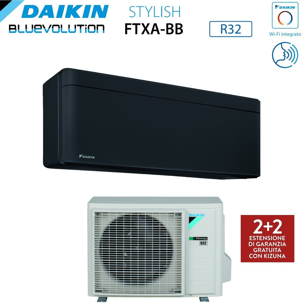 Daikin Bluevolution Inverter Air Conditioner STYLISH TOTAL BLACK series 15000 Btu FTXA42BB R-32 Integrated Wi-Fi Class A++ Black Color - Italian Warranty