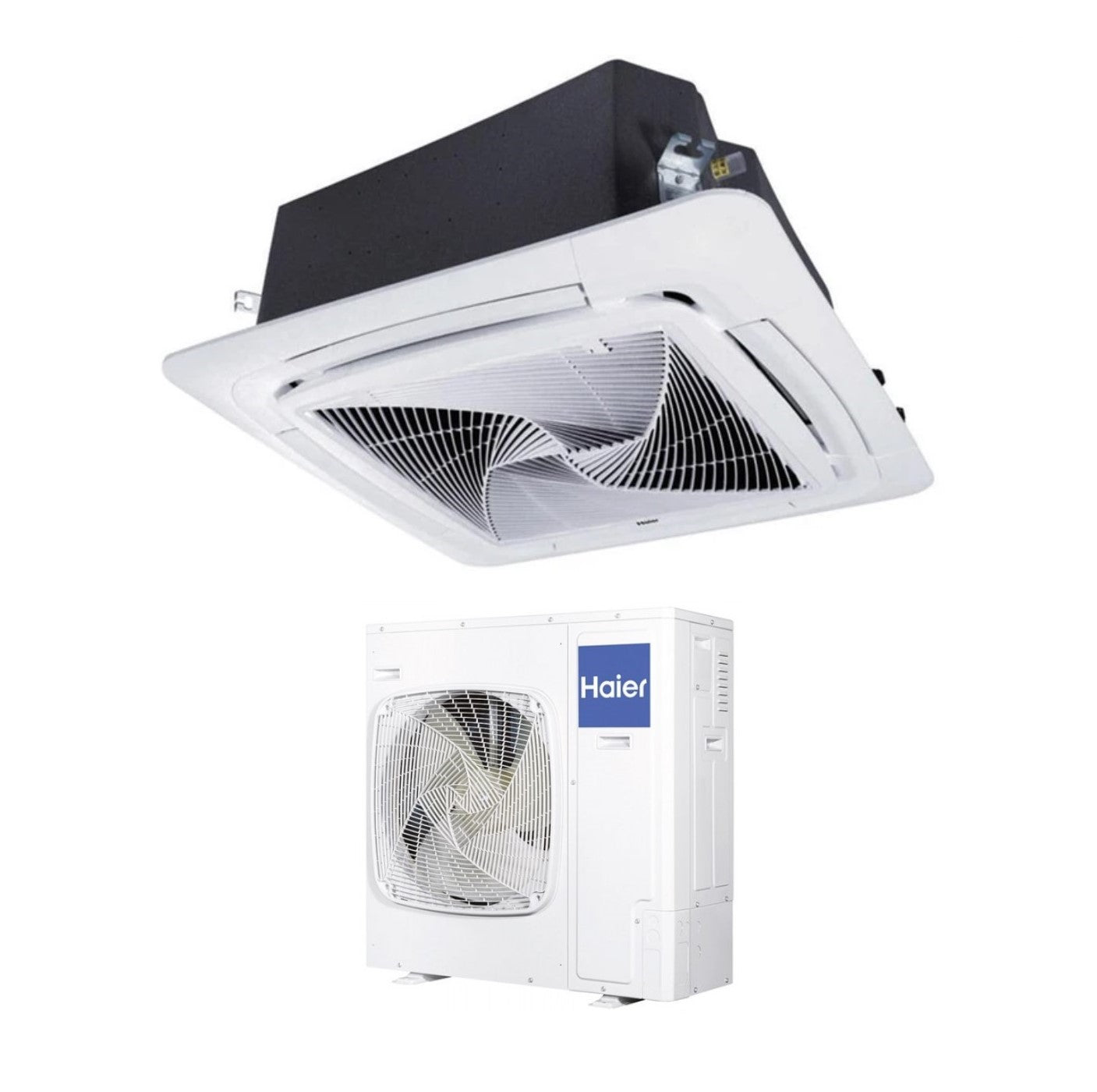 Haier Air Conditioner Cassette 90x90 Round Flow 48000 Btu ABH140K1ERG Single Phase R-32 Wi-Fi Optional with No Sensor Panel Included Haier YR-E16B wired control