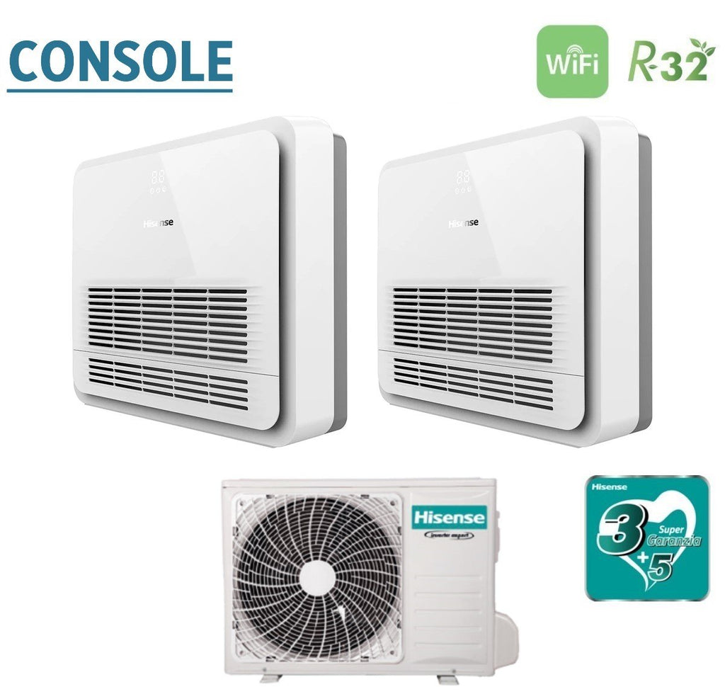 Hisense Dual Split Console 9+9 Air Conditioner with 2AMW42U4RGC R-32 Wi-Fi Optional Standard Remote Control Included 9000+9000