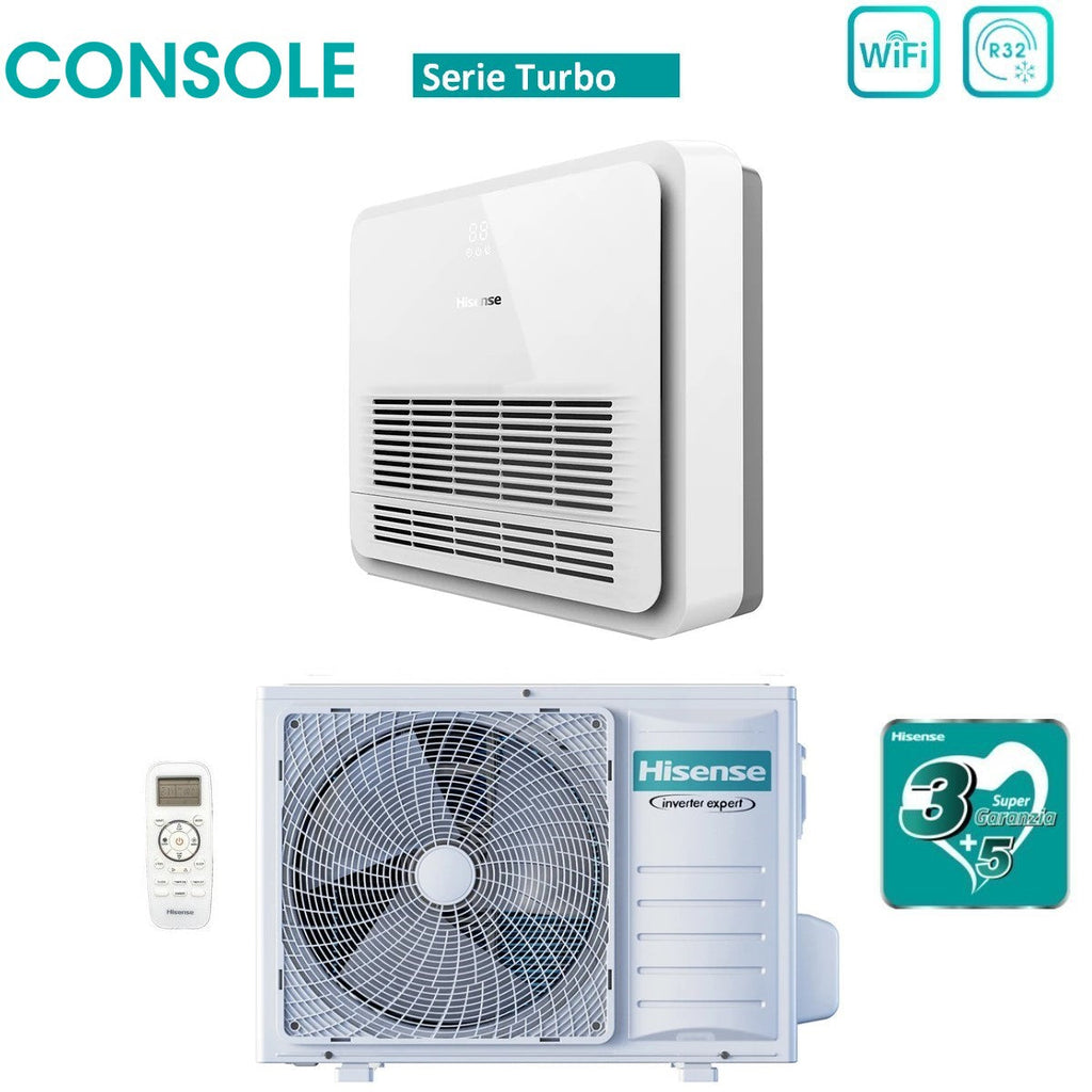 Air conditioner Hisense Inverter Console series TURBO 12000 Btu AKT35UR4RK8 + AUW35U4RS8 R-32 optional Wi-Fi Classe A++/A++ with Telecomando di series Incluso