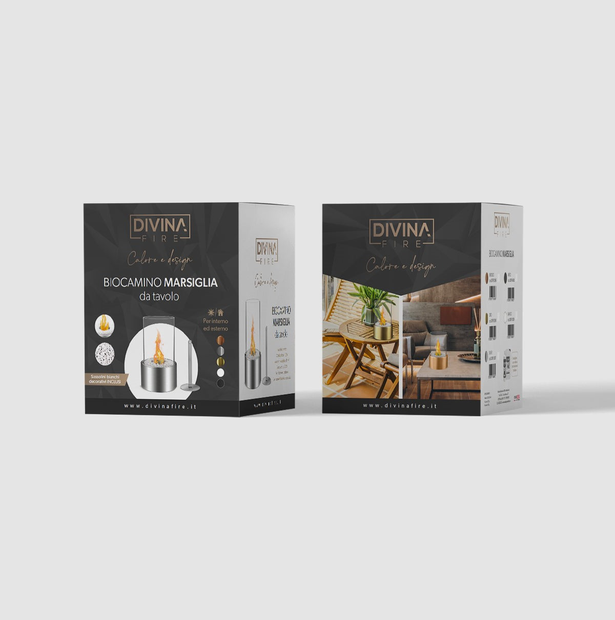 Divina Fire Marsiglia bio-ethanol tafelhaard Ø16 x H27 zilver