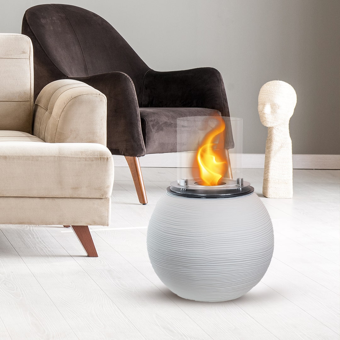 Divina Fire Botticelli bio-ethanol haard 3,2–3,4 kW Ø40 x H54 cm wit (Perla)