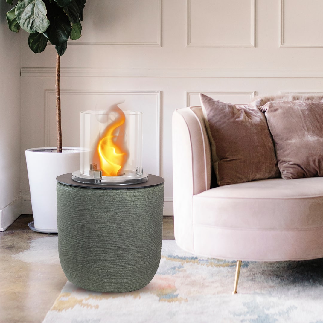 Divina Fire Raffaello bio-ethanol haard Ø35 x h55 cm saliegroen