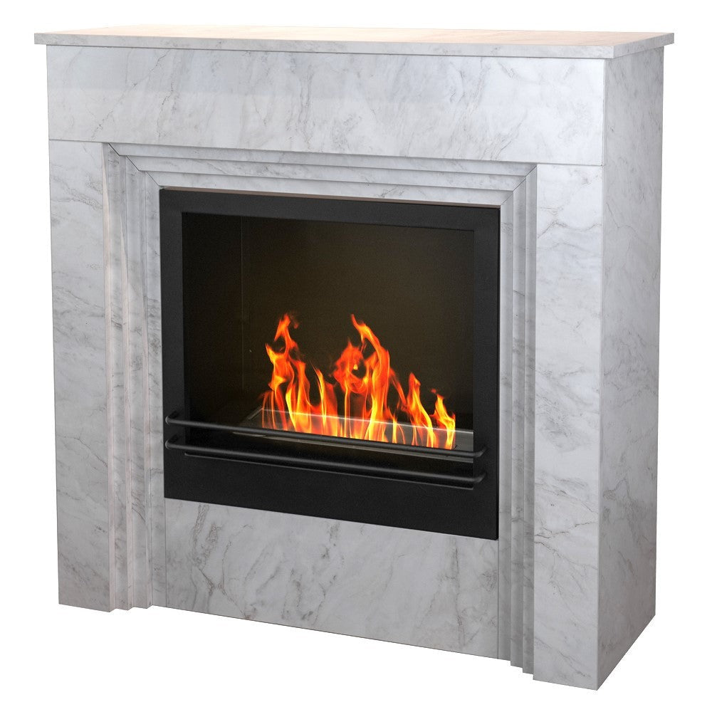 Camino a bioetanolo da terra BELLINI in legno effetto Marmo white Made in Italy L96 x P35 x H96