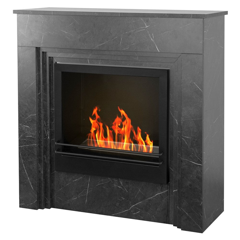 Camino a bioetanolo da terra BELLINI in legno effetto Marmo black Made in Italy L96 x P35 x H96