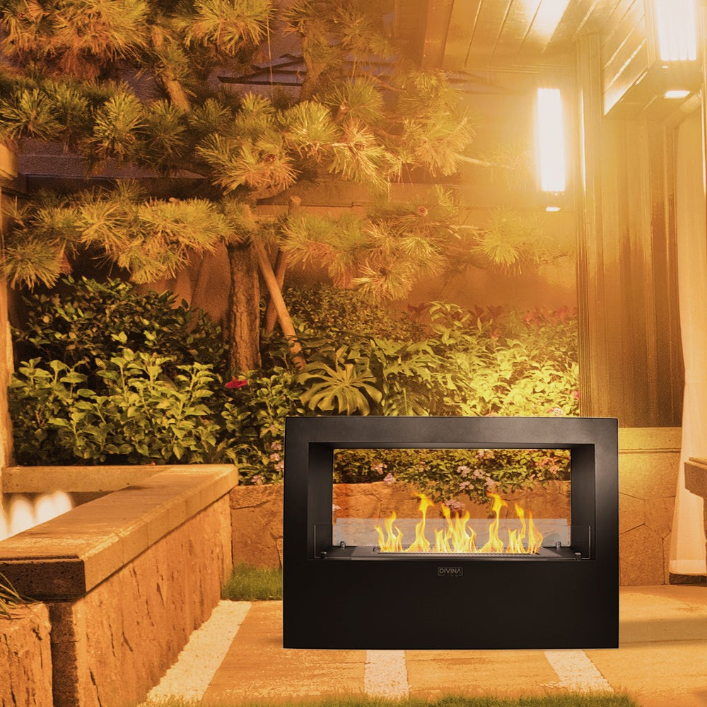Divina Fire GIOTTO S bio-ethanol haard zwart 100x30x70 cm