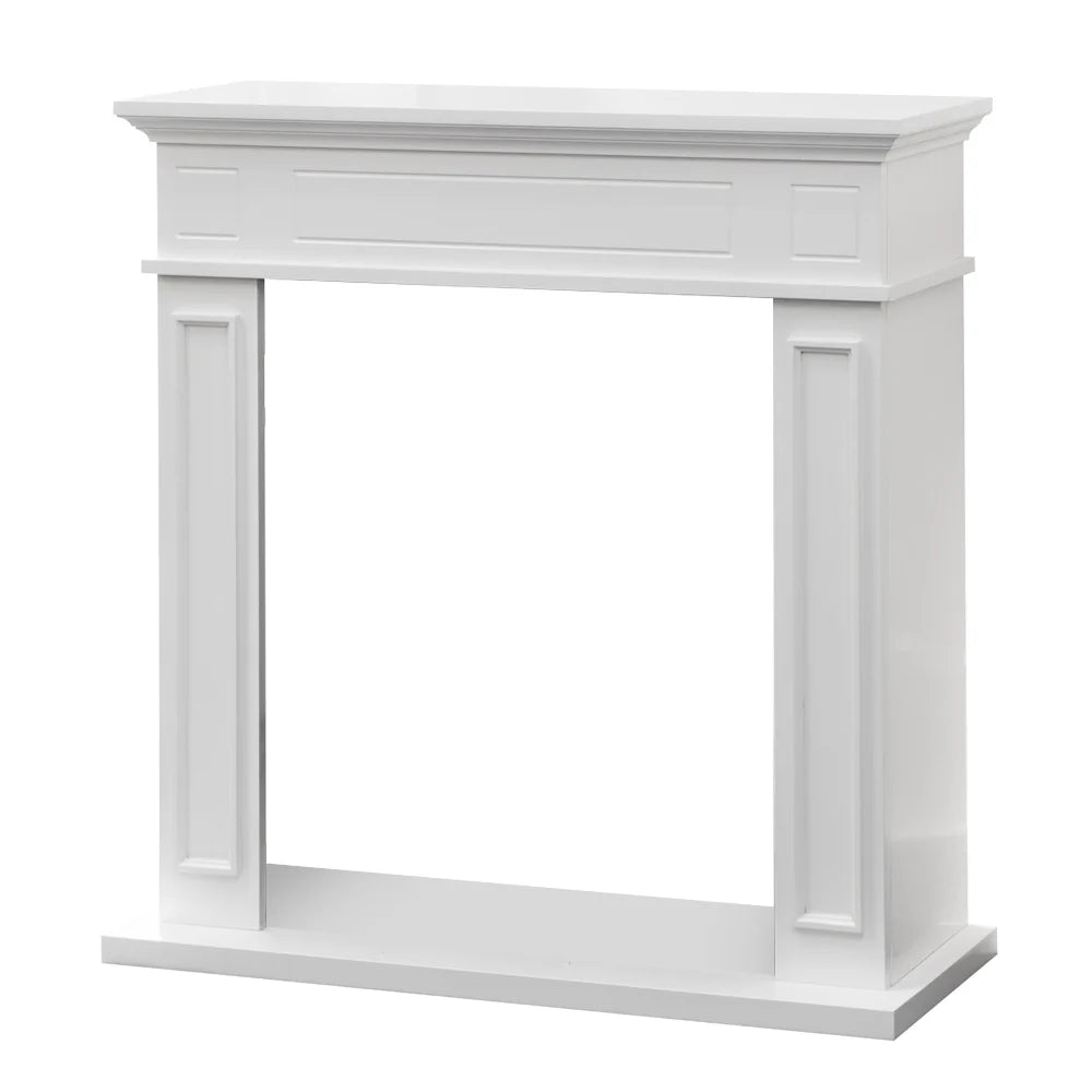 Cornice per camino rivestimento in legno L89,5xH90,5xP28 Jefferson Bianco