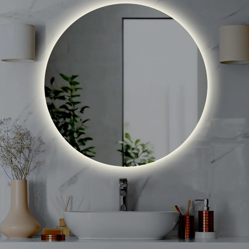 Specchio da bagno rotondo retroilluminato tondo Ø80 cm LUNA Made in Italy