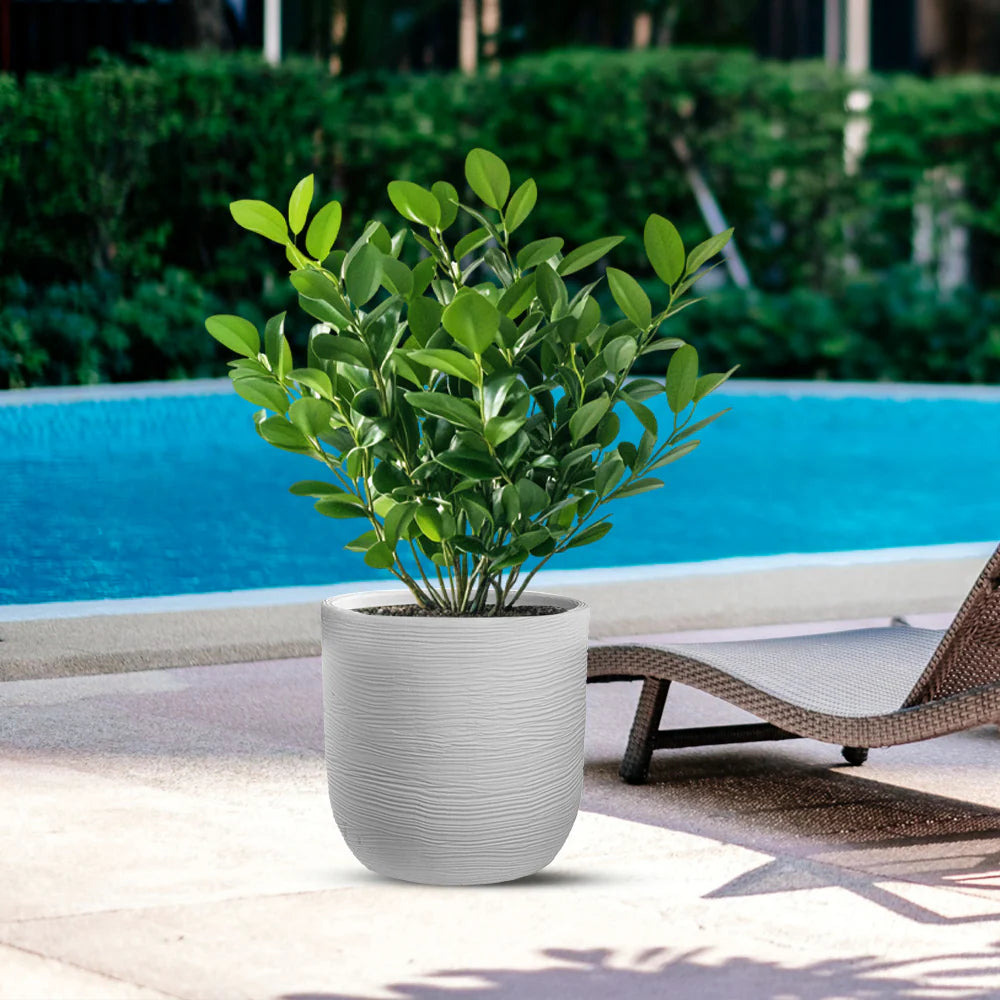 Vaso in resina da esterno interno per piante cilindro di design d.35x34h Raffaello white