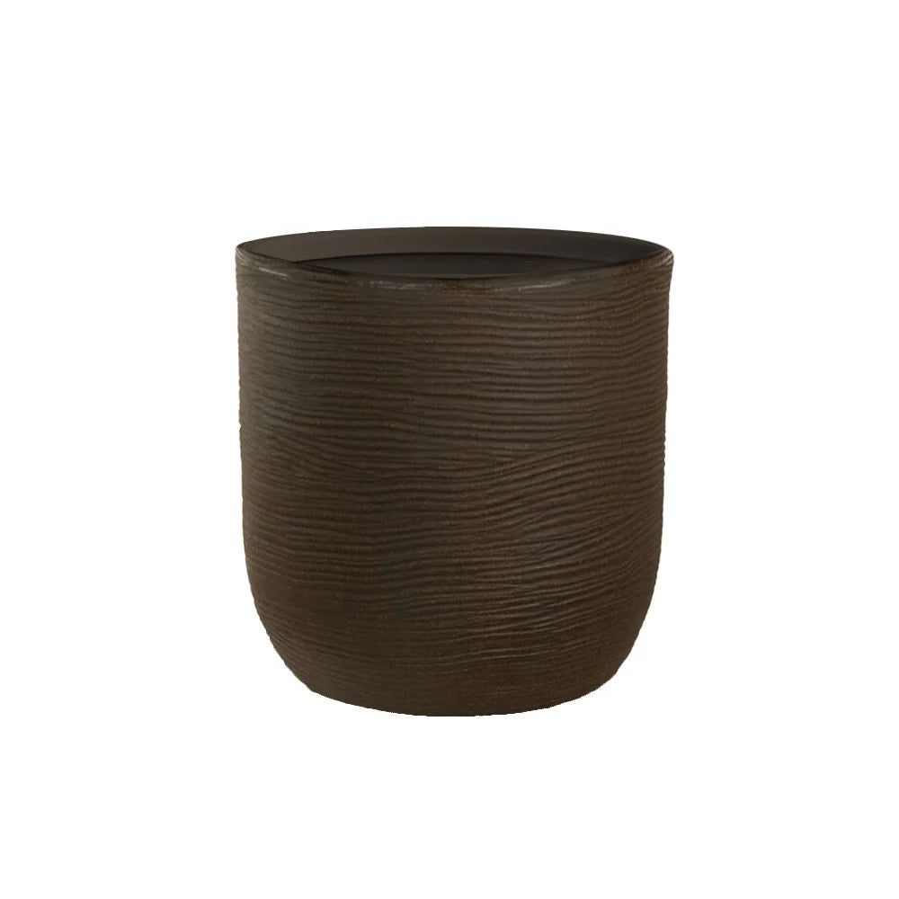 Vaso in resina da esterno interno per piante cilindro di design d.35x34h Raffaello Marrone
