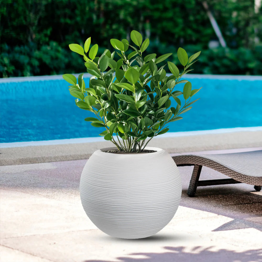 Vaso in resina da esterno interno per piante tondo a sfera di design d.40x33h Botticelli white