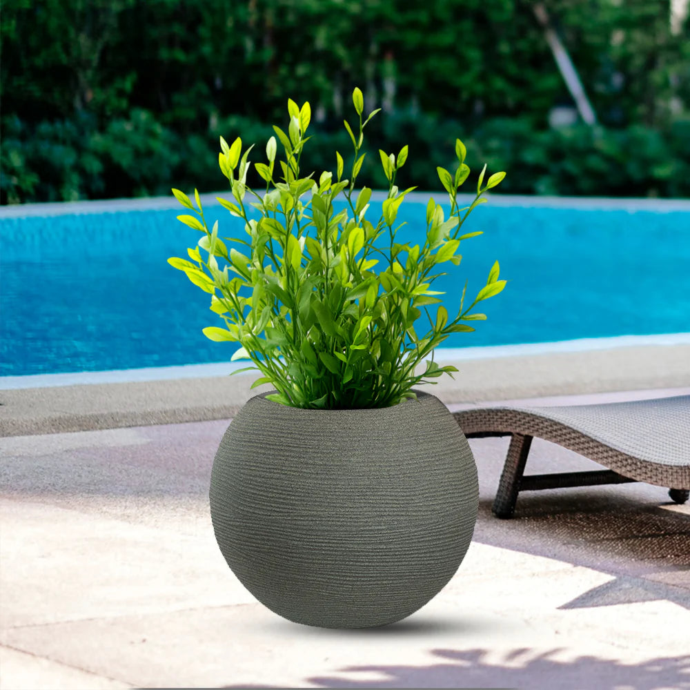Vaso in resina da esterno interno per piante tondo a sfera di design d.40x33h Botticelli Verde