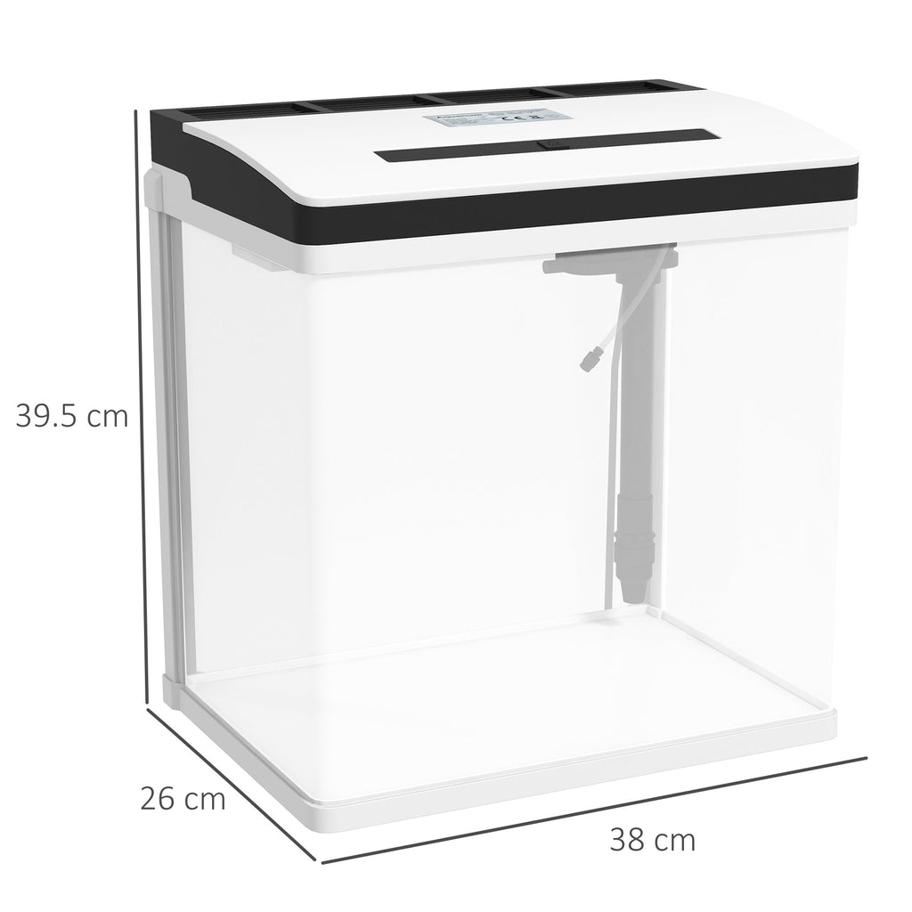 EasyComfort Acquario 28L a Illuminazione LED con Fori di Ventilazione e Pompa, in Vetro e ABS, 38x26x38cm