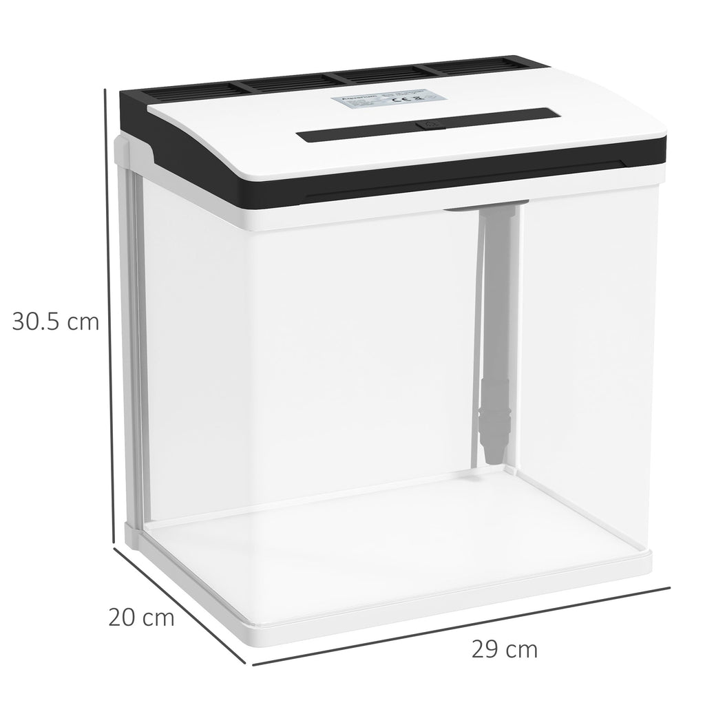 EasyComfort Acquario da 13L a Illuminazione LED con Fori di Ventilazione, in Vetro HD e ABS, 29x20x30.5 cm