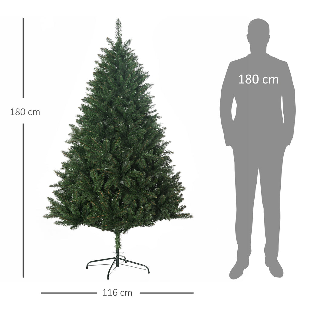 EasyComfort kunstkerstboom 180 cm – 800 takken, metalen voet, groen