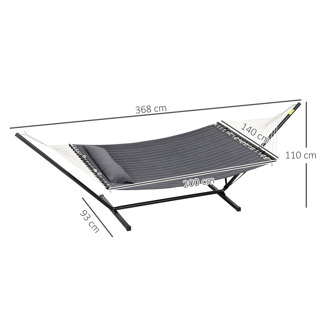 EasyComfort Hangmat met frame en geïntegreerd kussen 368x93x110 cm