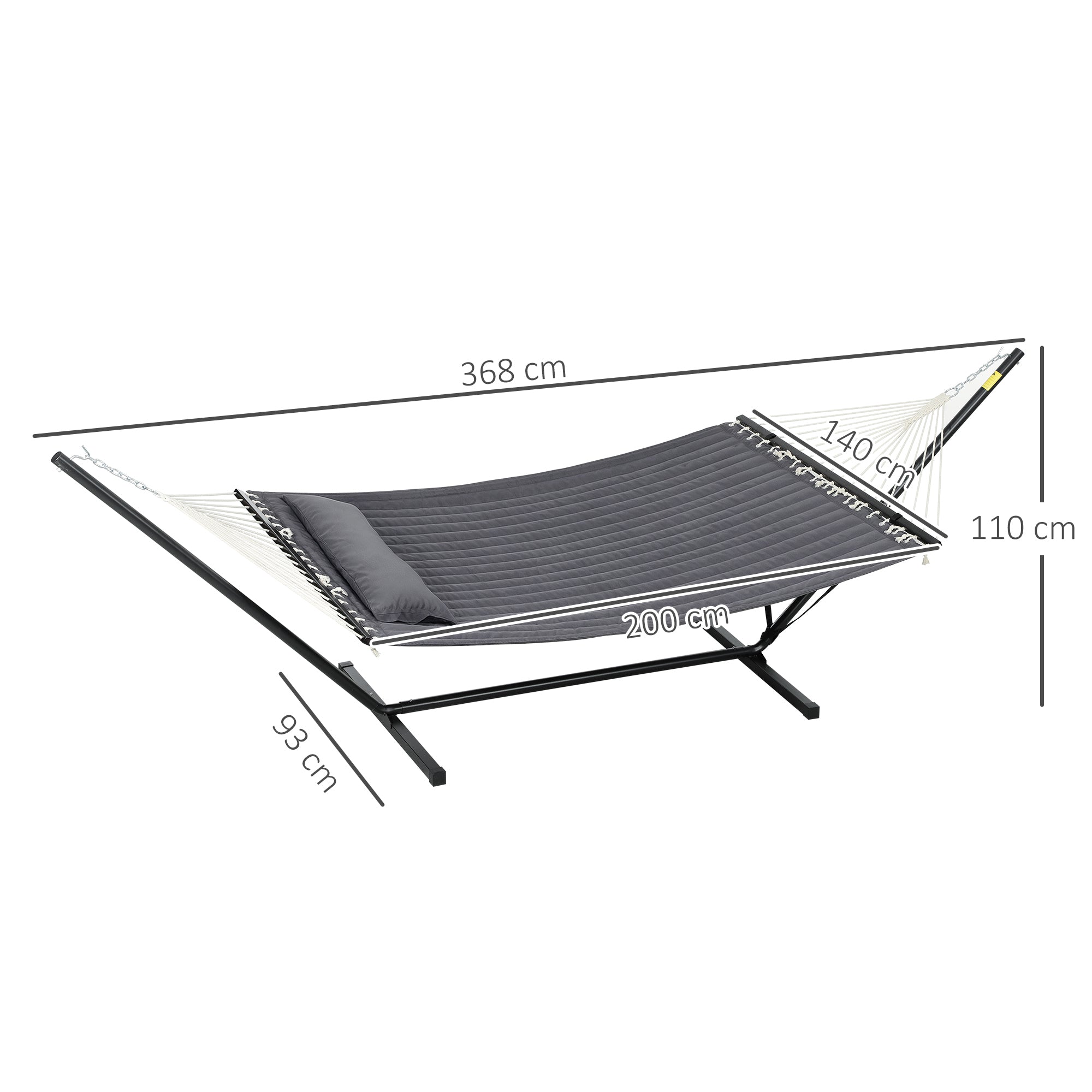EasyComfort Hangmat met frame en geïntegreerd kussen 368x93x110 cm