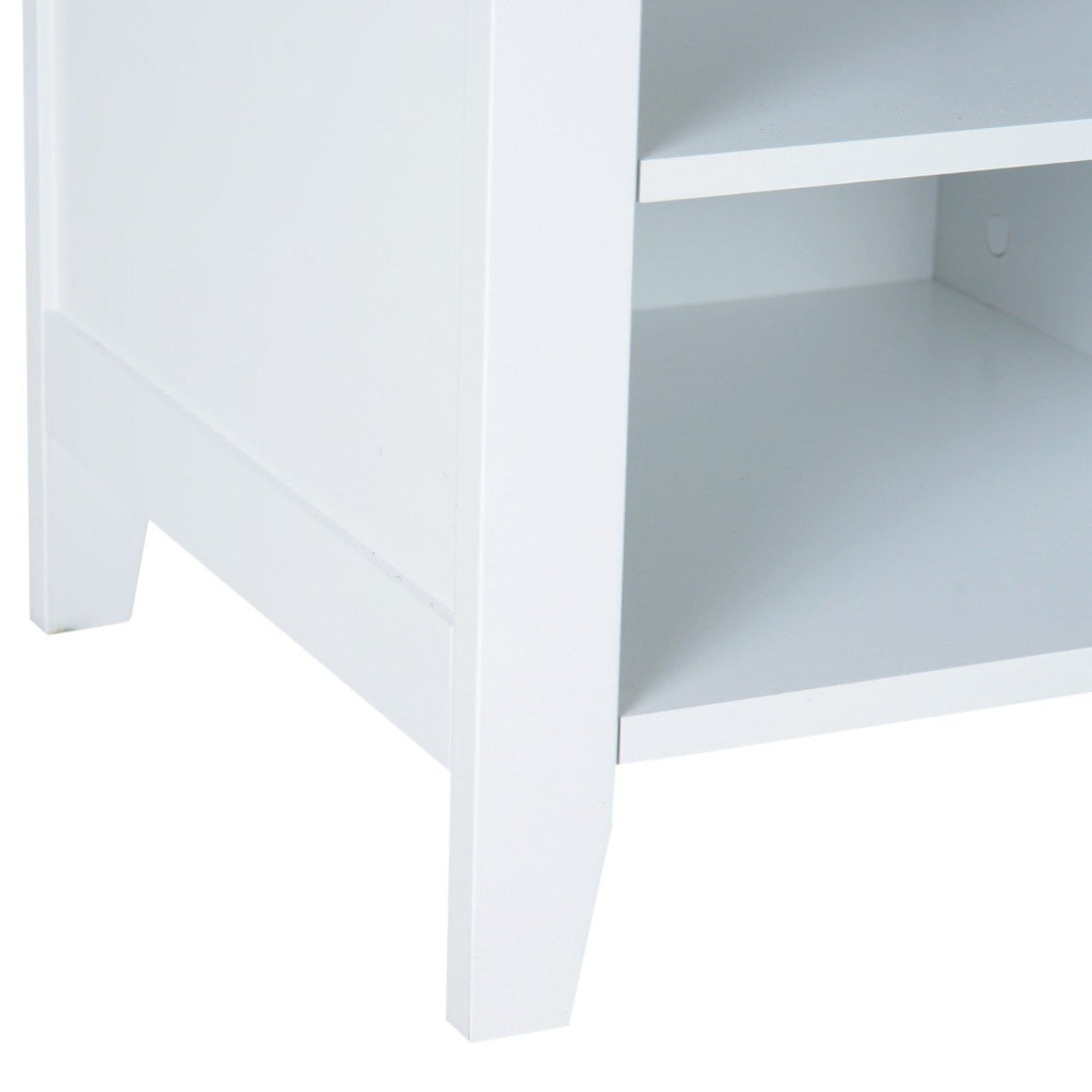 Easycomfort Appendiabiti Attaccapanni da Terra with Specchio Scarpiera 4 Ganci Legno 80x40x170cm white