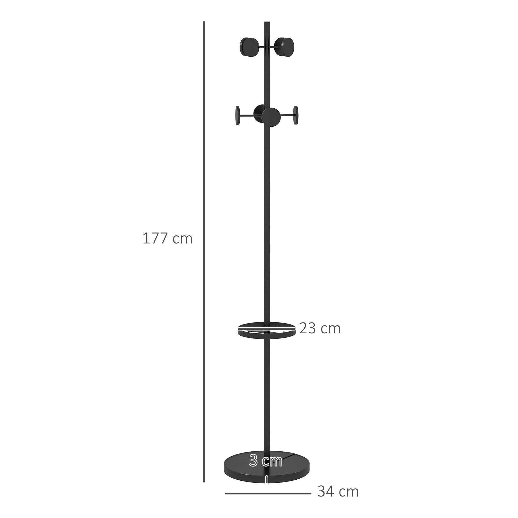 EasyComfort Staande kapstok met parapluhouder en 8 schijfhaken Ø34 x 177A cm