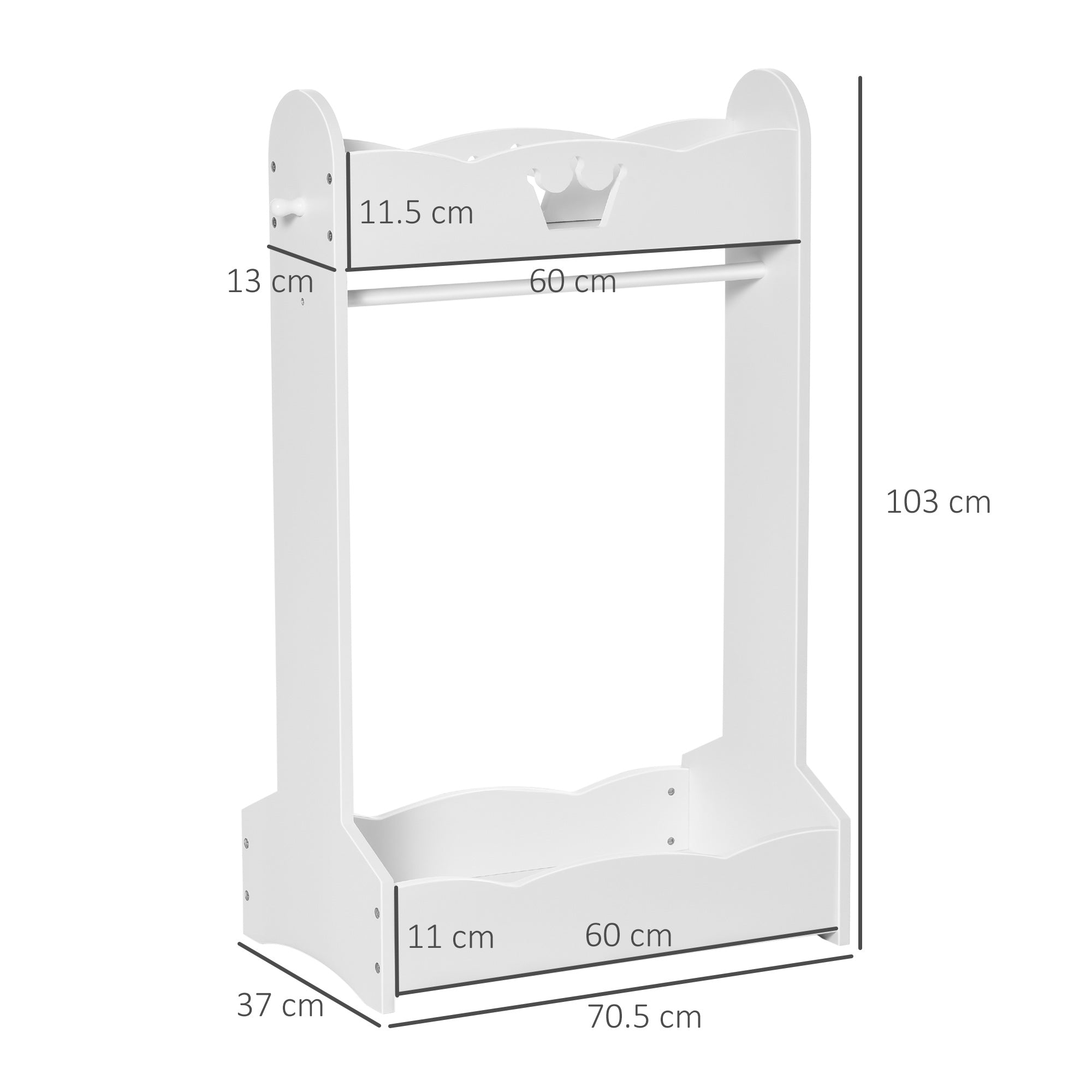 EasyComfort kinderkapstok met planken en zijhaken - wit