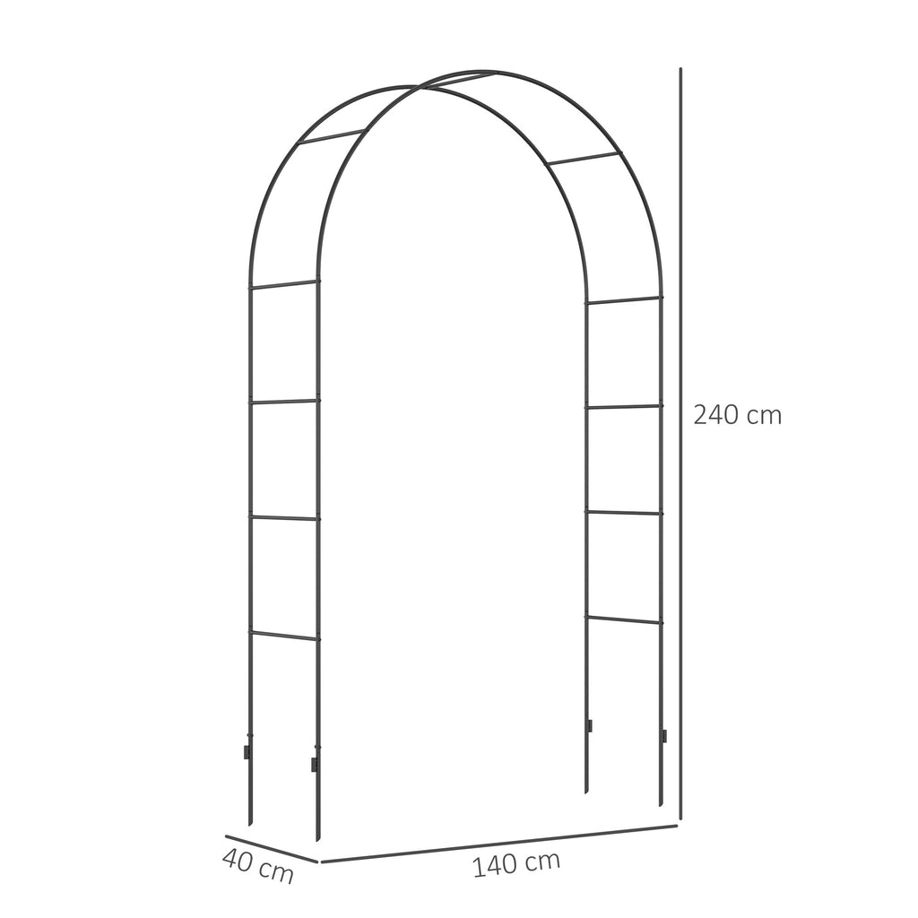 EasyComfort Arco per Rampicanti in Metallo per Giardino ed Esterni, 140x40x240cm, black