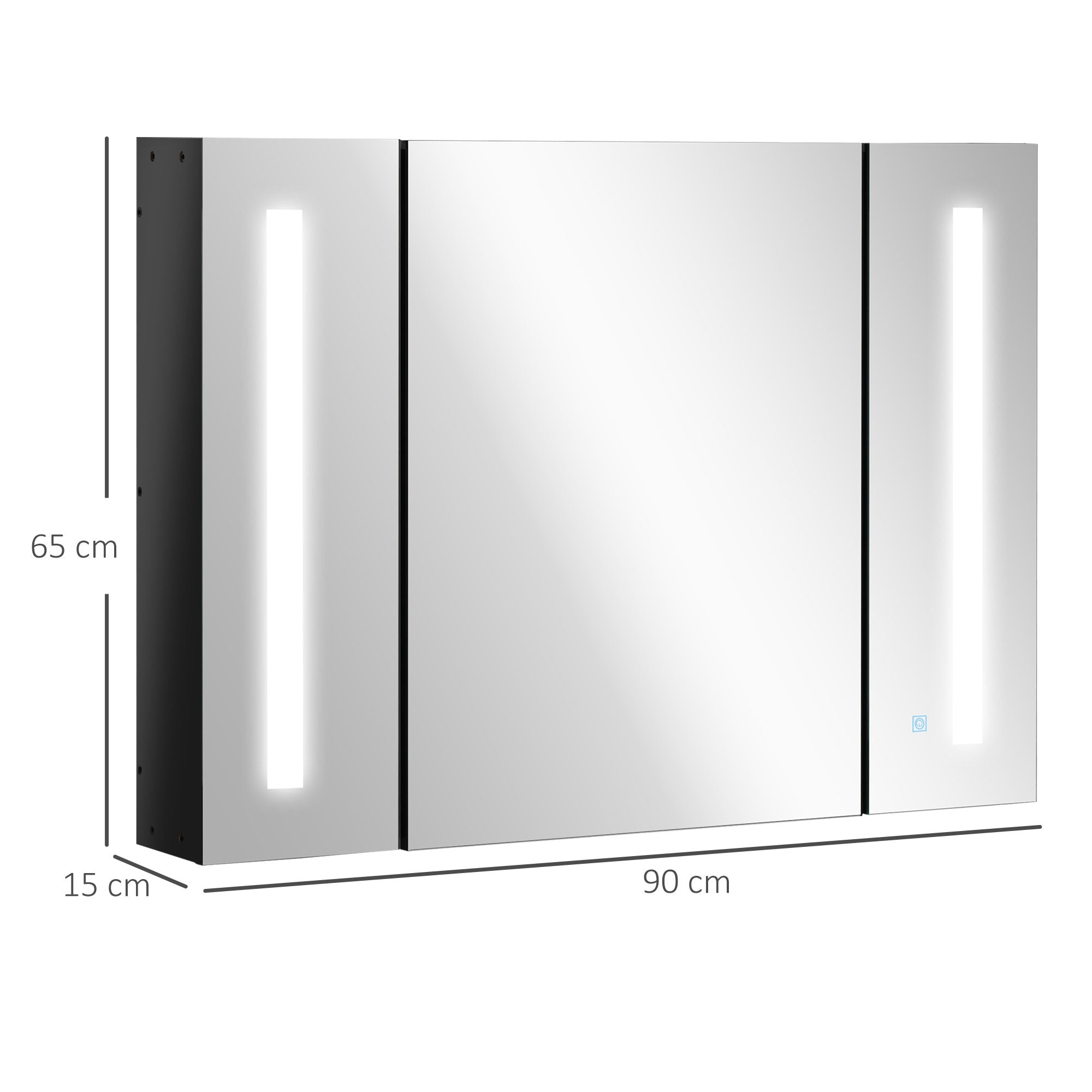 EasyComfort Armadietto spiegelkast wandmontage MDF 3 kastjes 90x15x65 cm zwart