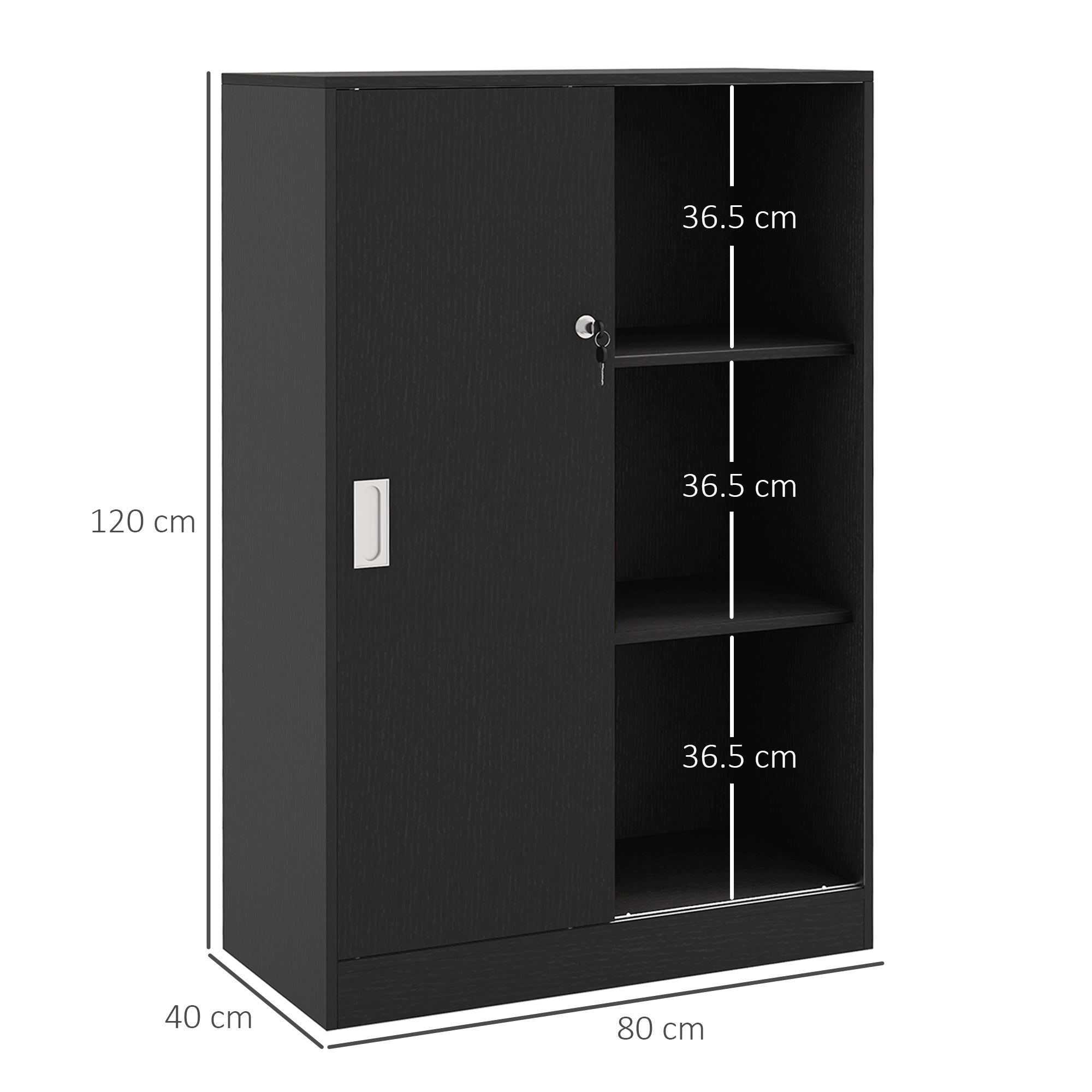 EasyComfort Kantoorkast 3 planken met schuifdeuren 80x40x120 cm