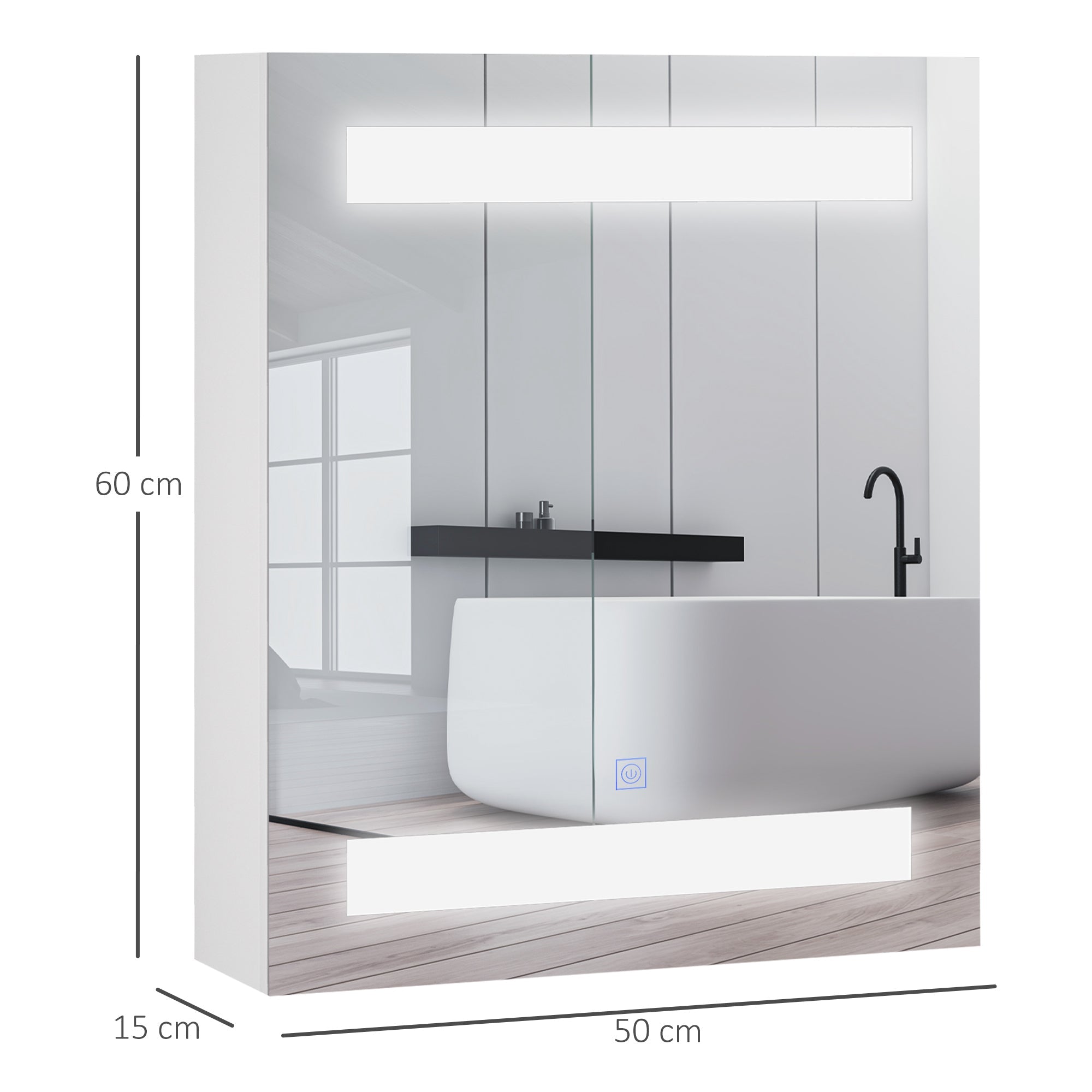 EasyComfort Hangend badkamerkast met spiegel en LED 60 x 50 x 15cm